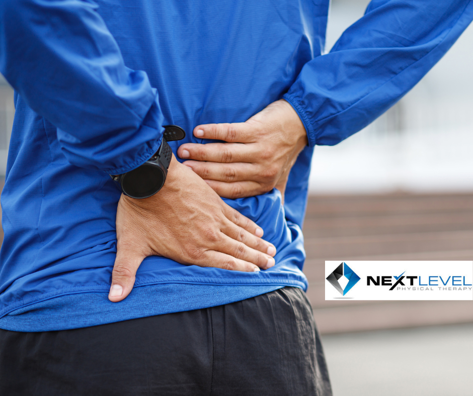 Man holding his back from sciatica pain after exercise