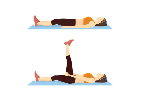 Diagram of a woman performing a hamstring stretch to relieve knee pain