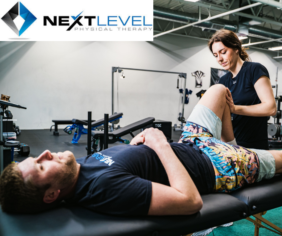 Physical therapist working on a patient who is lying down at Next Level Physical Therapy in Southampton, PA