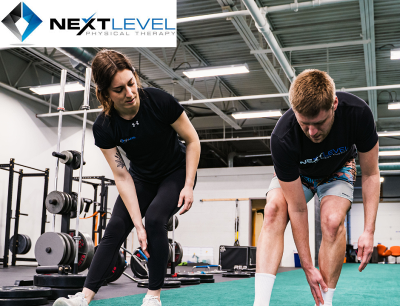 Physical therapist working with a patient on lunges at Next Level Physical Therapy in Southampton, PA