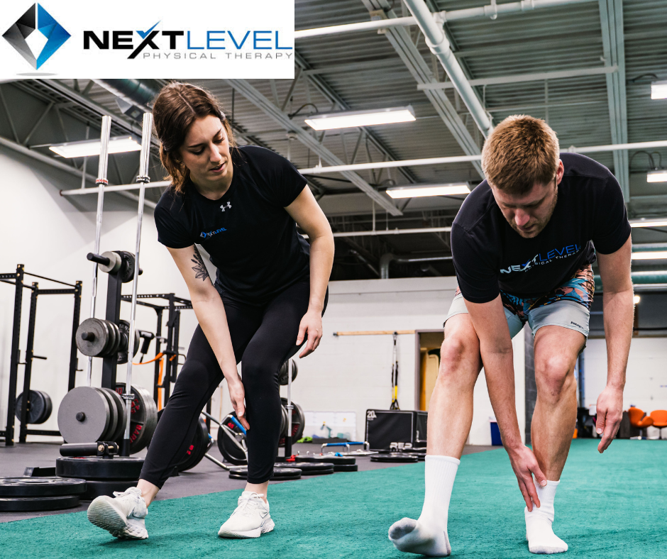 Physical therapist working with a patient on lunges at Next Level Physical Therapy in Southampton, PA
