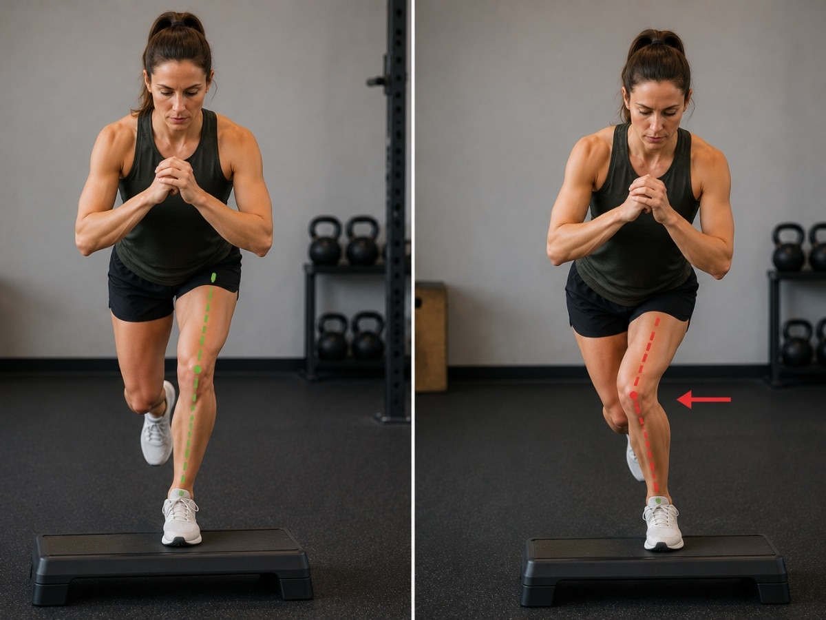 ACTIVE ADULT PERFORMING SINGLE-LEG EXERCISE WITH VISIBLE SIDE-TO-SIDE CONTROL DIFFERENCES
