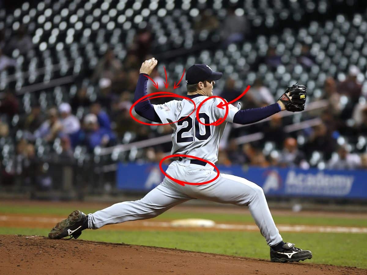 BASEBALL PLAYER THROWING WITH EMPHASIS ON SHOULDER, TRUNK, HIP, AND ARM MECHANICS