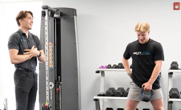 Client at Next Level Physical Therapy during one on one physical therapy in Marlton, NJ