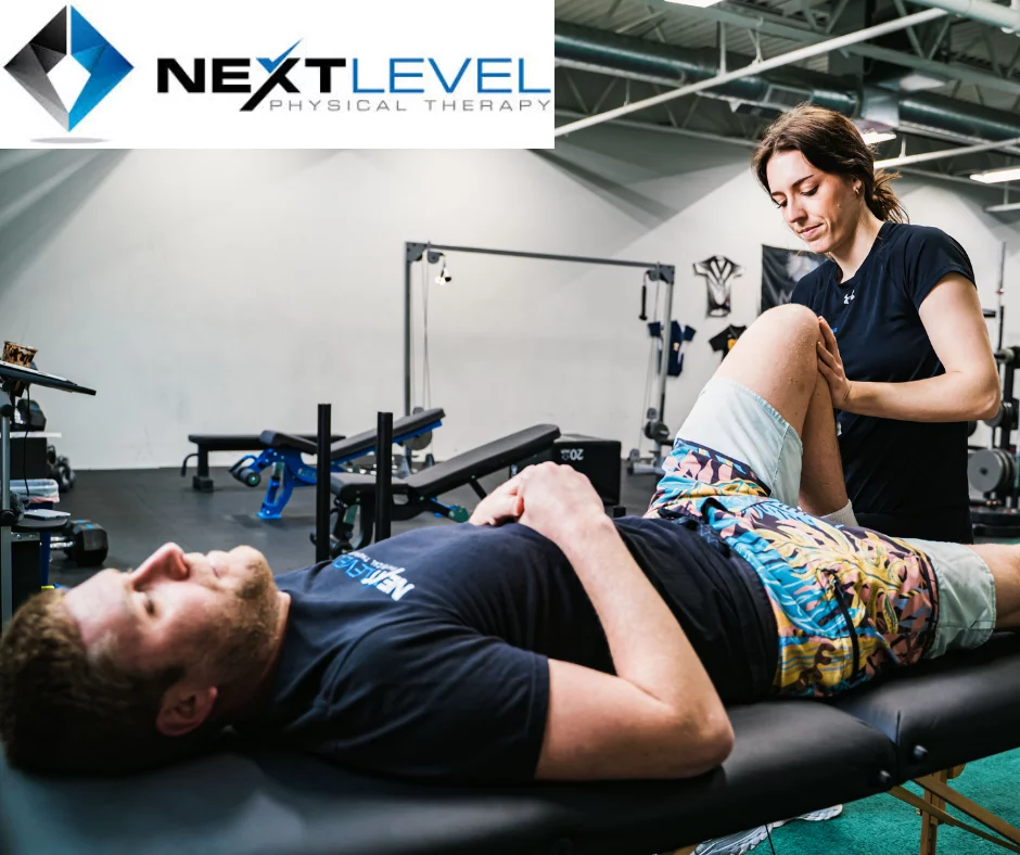 Physical therapist working on a patient who is lying down at Next Level Physical Therapy in Southampton, PA